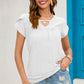 Eyelet Round Neck Short Sleeve T-Shirt