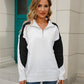 Two-Tone Collared Neck Dropped Shoulder Knit Top