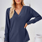 Full Size V-Neck Long Sleeve Blouse