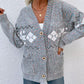 Charming Trends Heathered Pocketed Button Up Cardigan