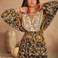 V-Neck Smocked Balloon Sleeve Dress