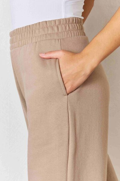RISEN Wide Waistband Slit Wide Leg Pants *
