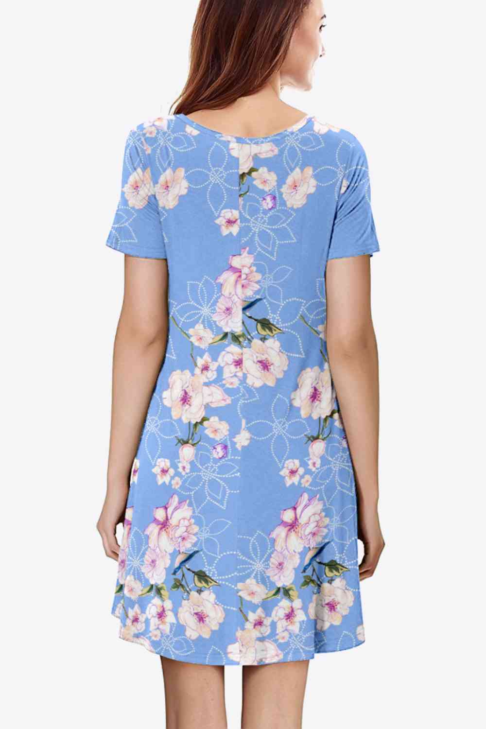 Floral Round Neck Short Sleeve Dress