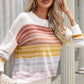 Round Neck Printed Dropped Shoulder Knit Top