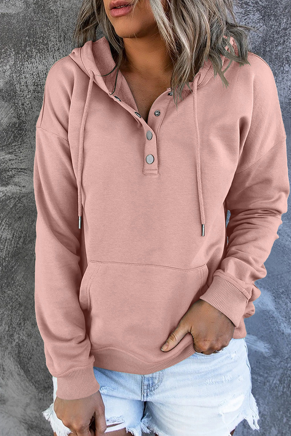 Full Size Dropped Shoulder Long Sleeve Hoodie with Pocket