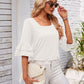 Ruffled Suqare Neck Half Sleeve Blouse