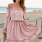 Frill Off-Shoulder Flounce Sleeve Dress