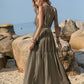 V-Neck Tie Shoulder Crochet Maxi Dress