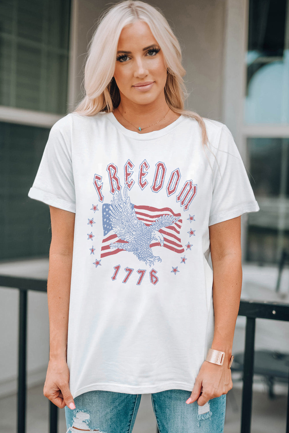 Women's Full Size FREEDOM 1776 Graphic Tee