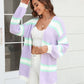 Sophia & Grace Color Block Ribbed Dropped Shoulder Open Front Cardigan