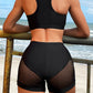 Openwork Sleeveless Top and Shorts Swim Set