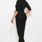 Mock Neck Tie-Waist Half Sleeve Jumpsuit