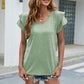Full Size V-Neck Flutter Sleeve T-Shirt