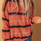 Full Size Striped Drop Shoulder Ribbed Cuff Sweater