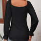 Malibu Dreams Beauteous Full Size Tie Front V-Neck Puff Sleeve Blouse