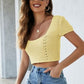 Lace-Up Openwork Square Neck Sweater