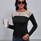Lace Trim Long Sleeve Round Neck Tee