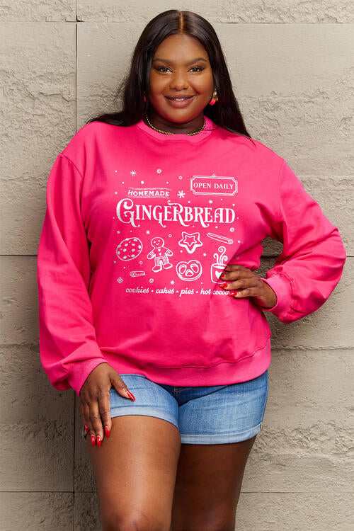 Simply Love Christmas Themed Full Size GINGERBREAD Long Sleeve Sweatshirt