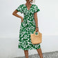 Printed V-Neck Short Sleeve Dress