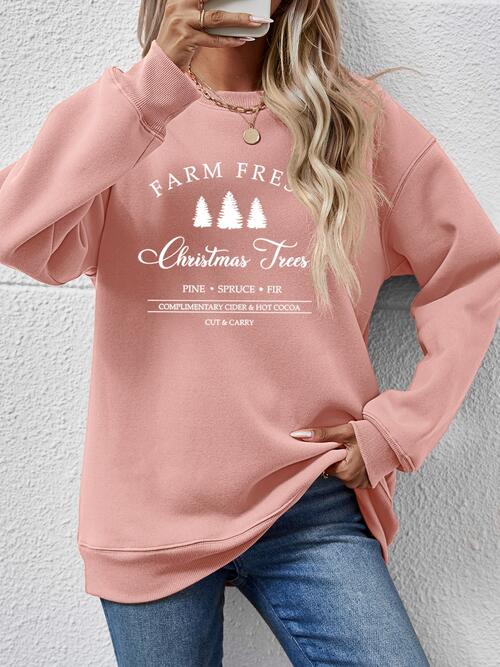 CHRISTMAS Graphic Round Neck Dropped Shoulder Sweatshirt