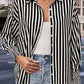AuroraBlissX Striped Dropped Shoulder Smocked Wristband Shirt