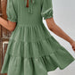 SOCHIC Puff Sleeve Tie Back Tiered Dress