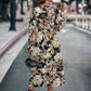 Printed Tie Front Surplice Flounce Sleeve Dress