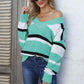 Color Block V-Neck Dropped Shoulder Sweater