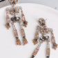 Skeleton Shape Glass Stone Dangle Earrings