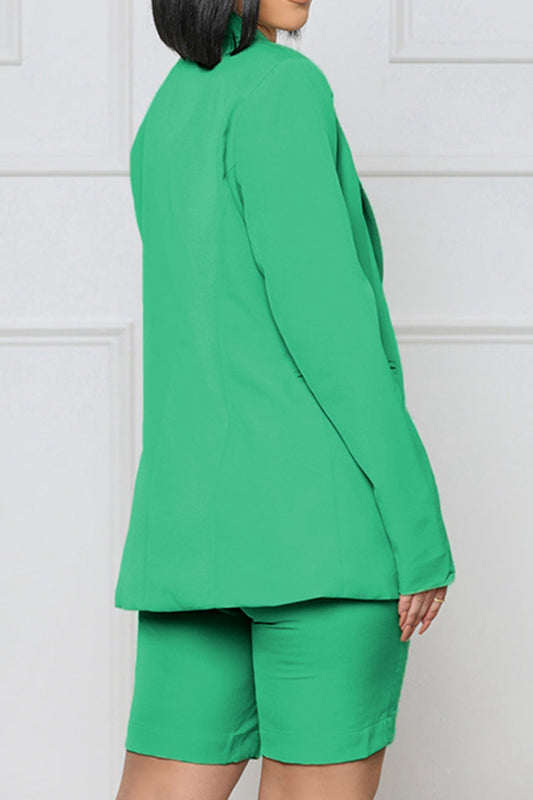 HANNAH MEA Full Size Long Sleeve Blazer and Shorts Set