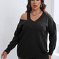 Plus Size Cutout V-Neck Sweater
