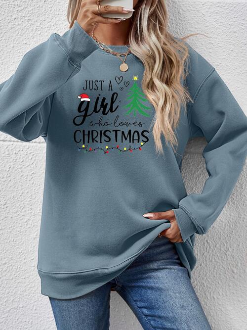 Christmas Themed Letter Graphic Round Neck Sweatshirt