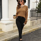 Hannah&Mea Round Neck Long Sleeve Waffle-Knit Sweater