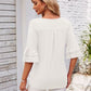 Ruffled Suqare Neck Half Sleeve Blouse