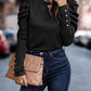 Full Size Decorative Button Puff Sleeve T-Shirt