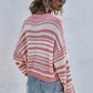 Striped Round Neck Dropped Shoulder Sweater