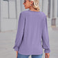 Full Size Eyelet V-Neck Flounce Sleeve Blouse