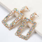 Square Shape Glass Stone Dangle Earrings