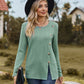 Decorative Button Slit Full Size Long Sleeve T-Shirt