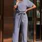 Full Size NatureJumpers Tie Waist Straight Leg Jumpsuit