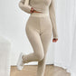 Adryane Jay Ribbed V-Neck Long Sleeve Cropped Top and Pants Set