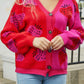 Sophia & Grace Printed V-Neck Button-Down Long Sleeve Cardigan
