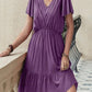Double Take Plus Size Ruffle Hem V-Neck Short Sleeve Dress