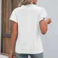 Full Size Eyelet Notched Neck Flutter Sleeve Top