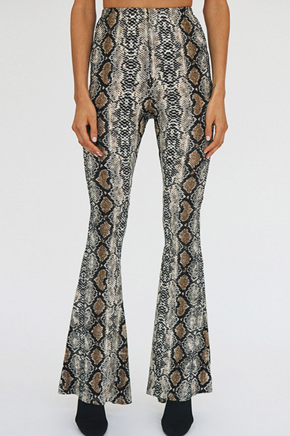 Women's Full Size Snakeskin Print Flare Pants