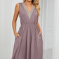 Pocketed V-Neck Wide Strap Dress