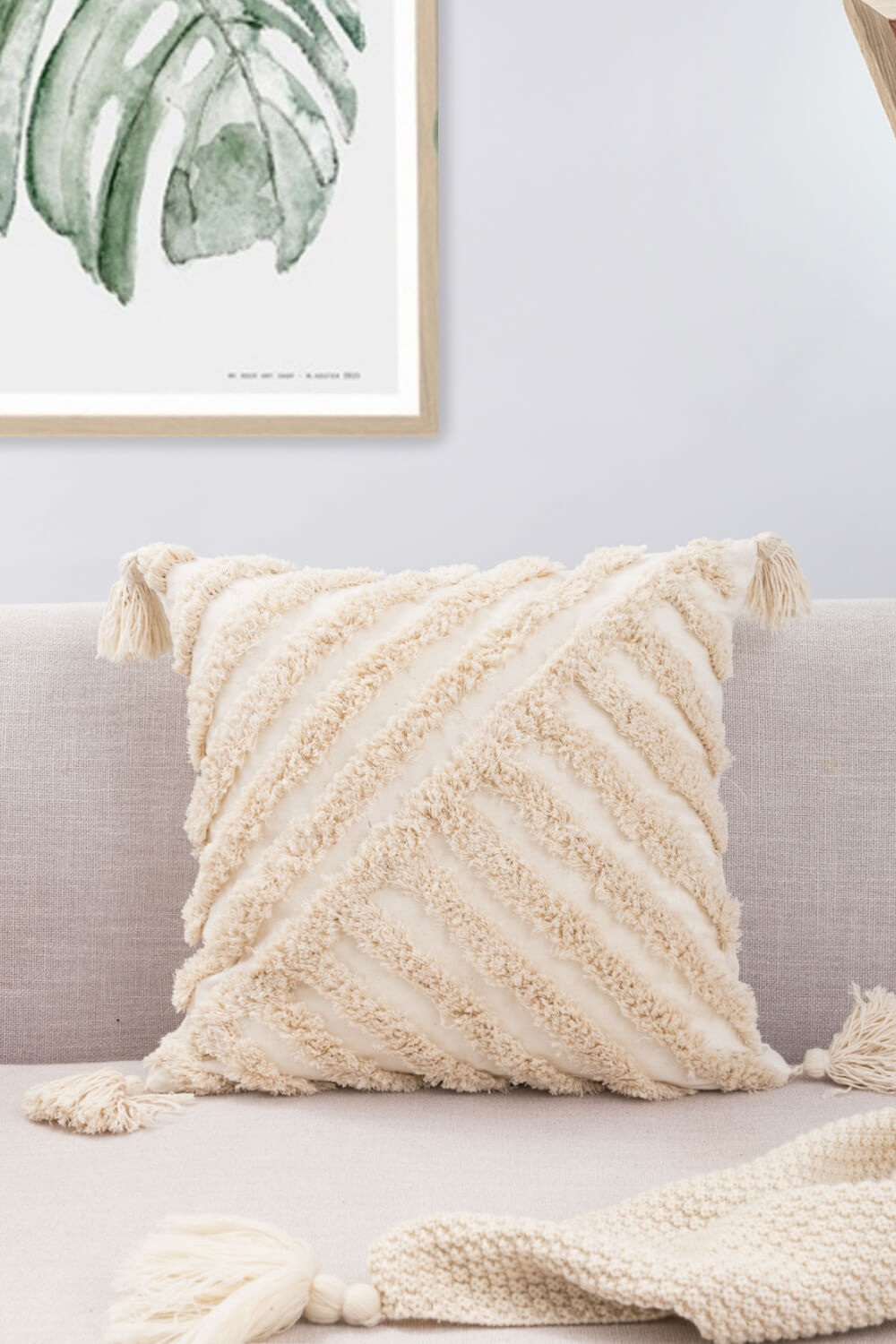 Stunning Assorted Fringe Swirl Trim Decorative Throw Pillow Case