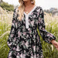 SO SASSY Floral Lace Trim Long Sleeve Dress