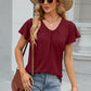 V-Neck Flutter Sleeve T-Shirt