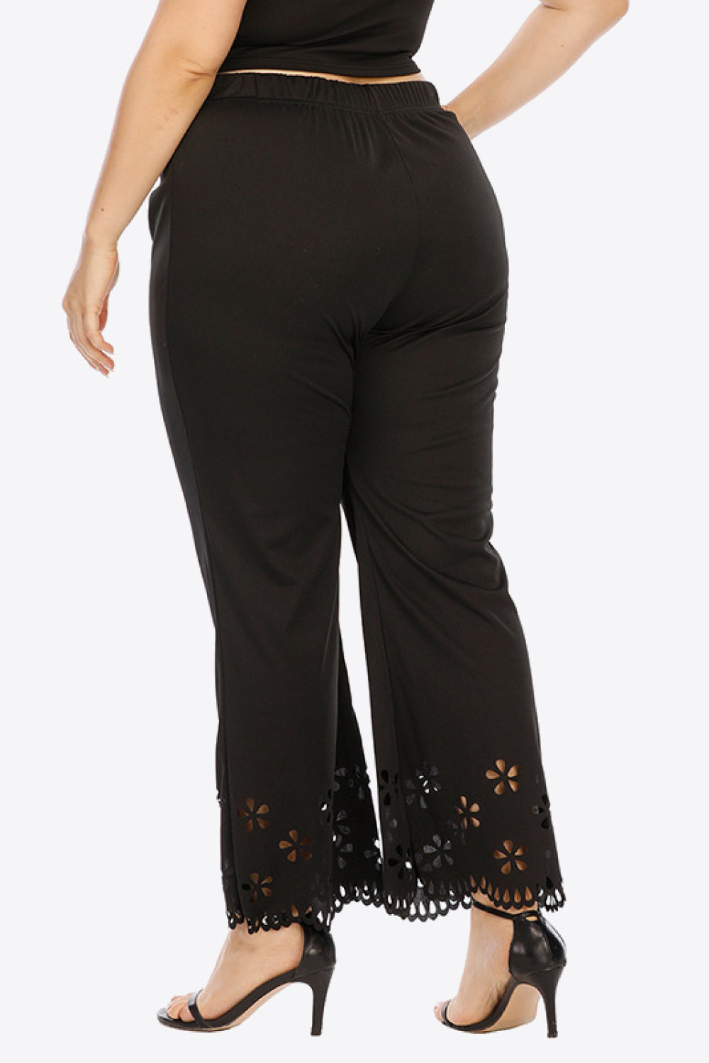 Women's Plus Size Openwork Elastic Waist Pants